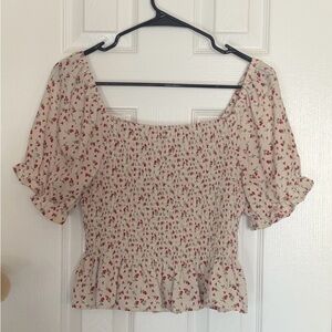 Floral Smocked Puff Sleeve Top